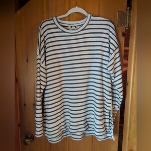 Oversized Striped Terry Cloth Sweatshirt